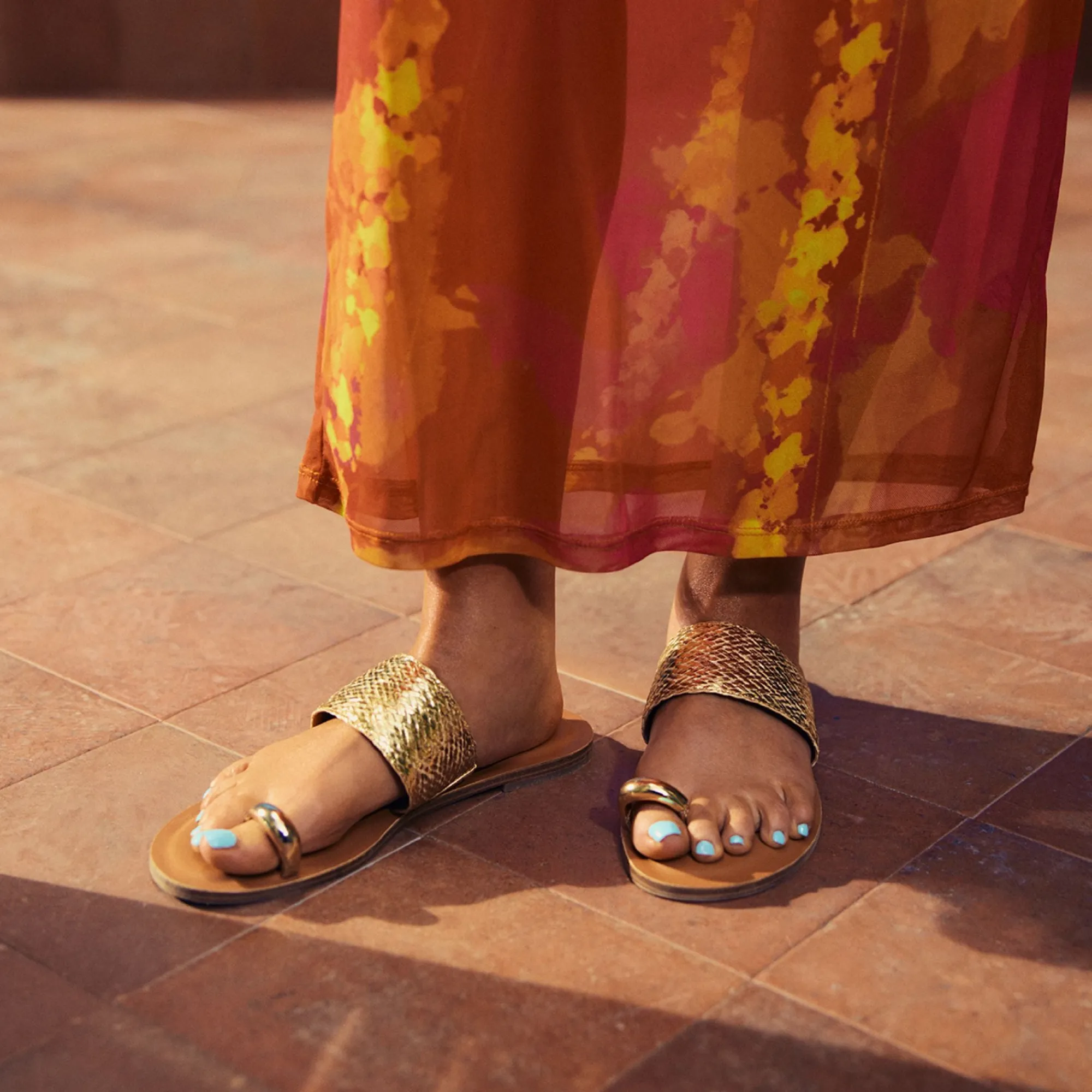 Flat Sandals^ALDO Beachwalk Gold